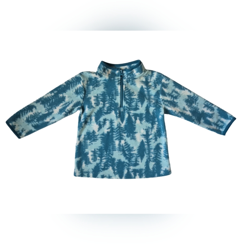 Cat & Jack Teal and White Fleece Pullover with 1/4 zip Boys/Girls 2T